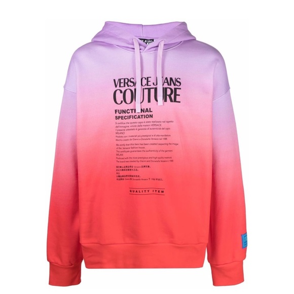 NWT VERSACE JEANS COUTURE Logo-print Gradient Hoodie - Picture 6 of 11